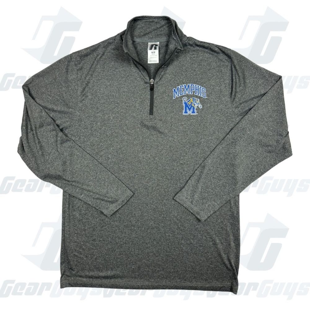 Russell Mens Heather Gray Memphis Logo Quarter-Zip Pullover Med
